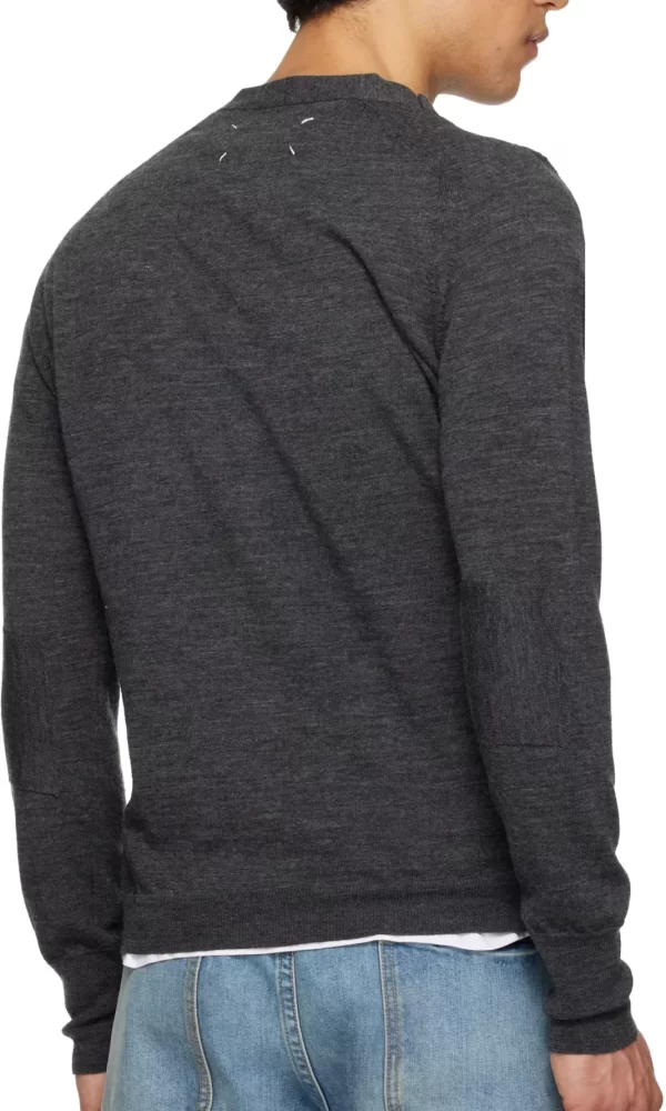 Maison Margiela Gray Wool Blend V Neck Cardigan (2)