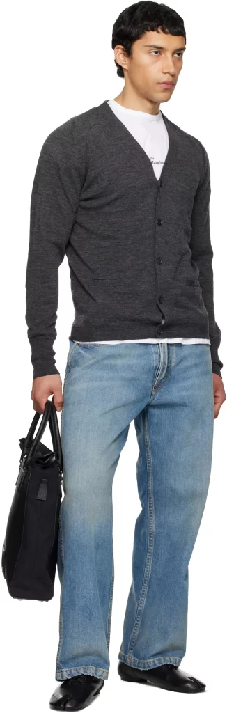 Maison Margiela Gray Wool Blend V Neck Cardigan (3)